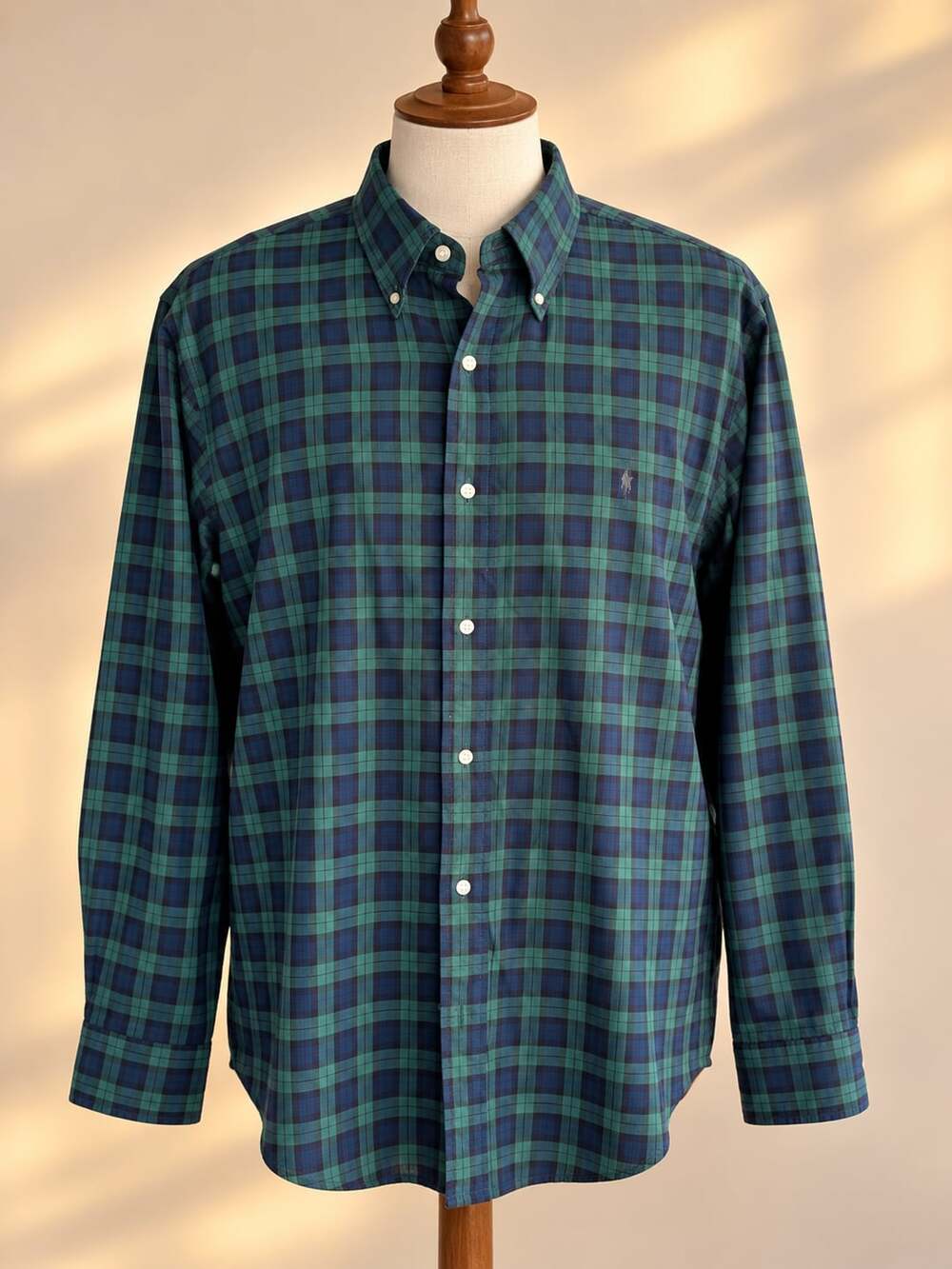Polo Ralph Lauren XXL Green Navy Plaid Classic Fit Button Down Shirt Preppy